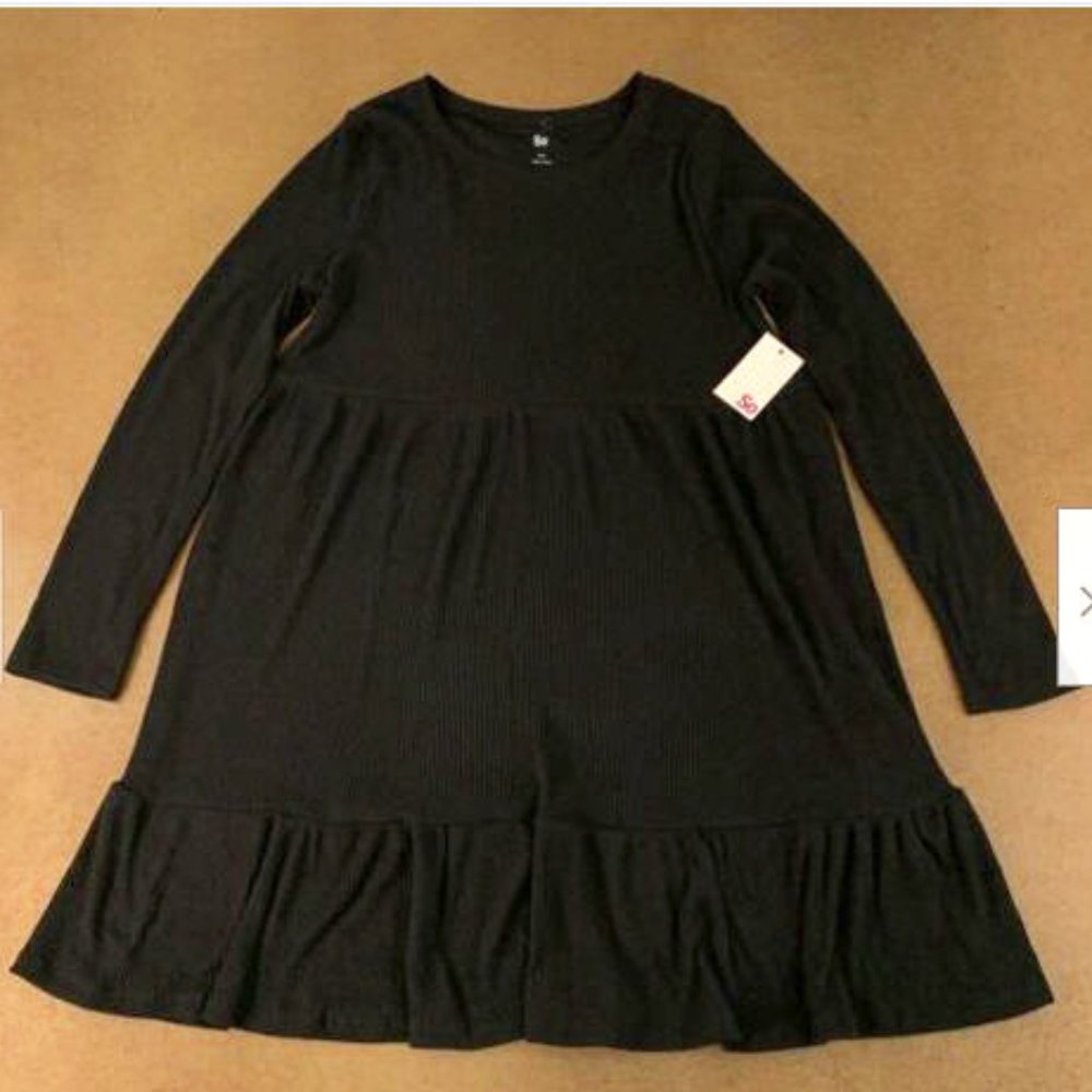 SO Juniors Ribbed Long Sleeve Babydoll Dress NWT